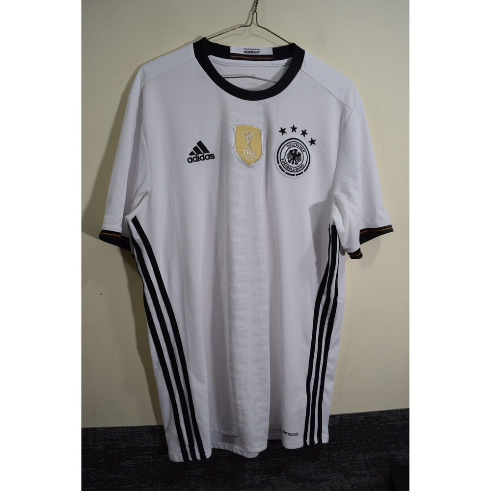 Adidas Germany Soccer Jersey Men Large White 2014 FIFA World Champions Patch
